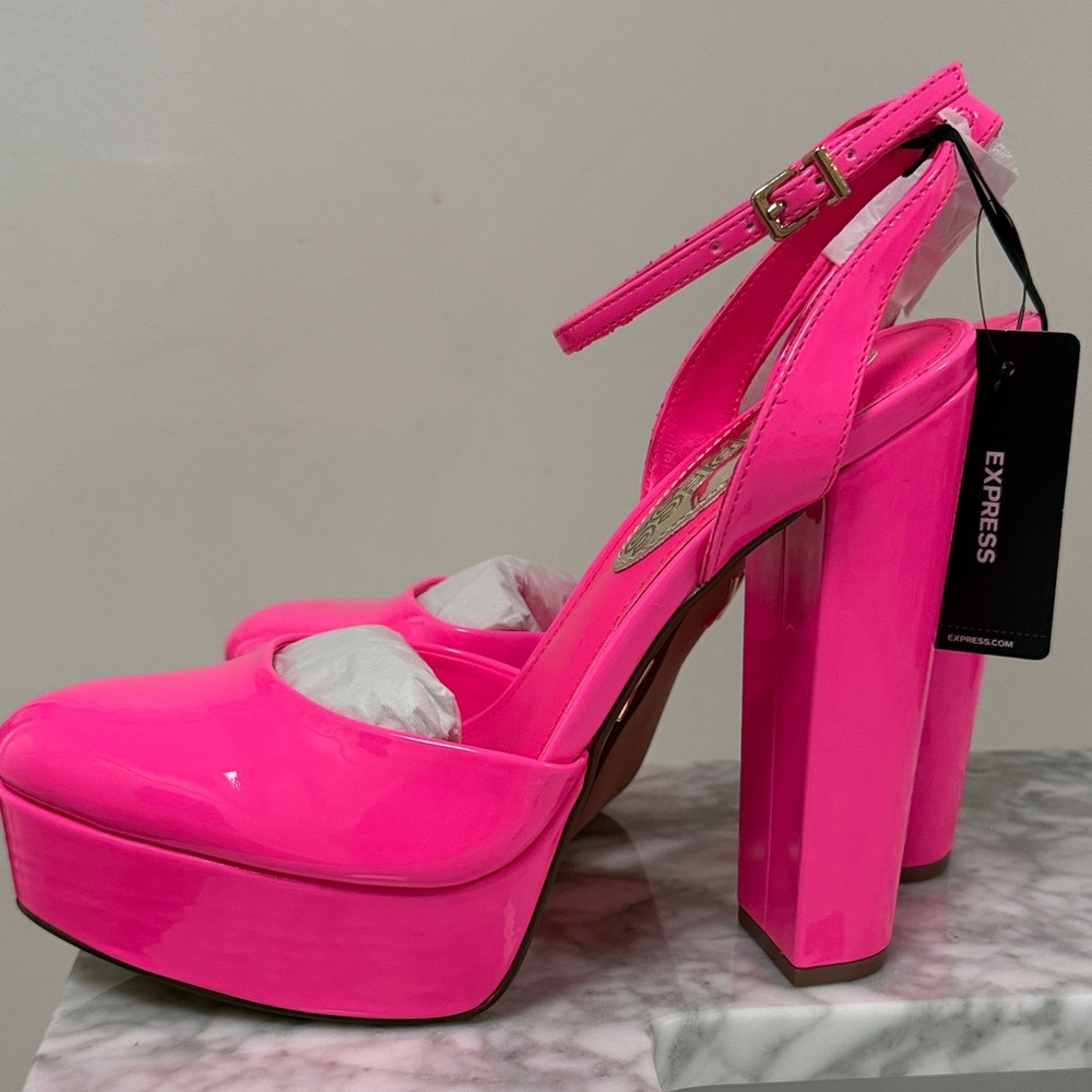 Express Neon Pink Platform Heels